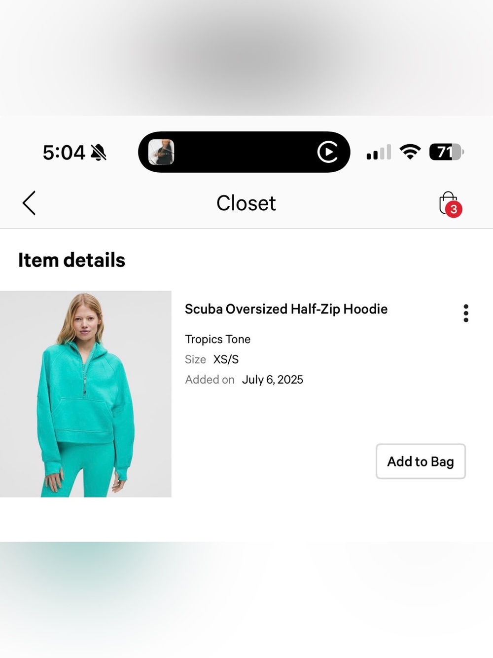 lululemon athletica Scuba Oversized Half-Zip Hoodie - Tropics Tone Teal